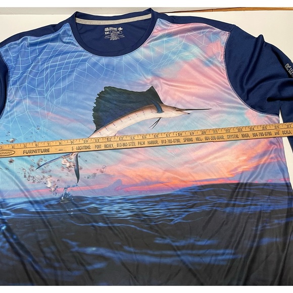 Mens Reel Legends Performance 2XL Swordfish Print Long Sleeve Pullover Shirt JD - Picture 7 of 7